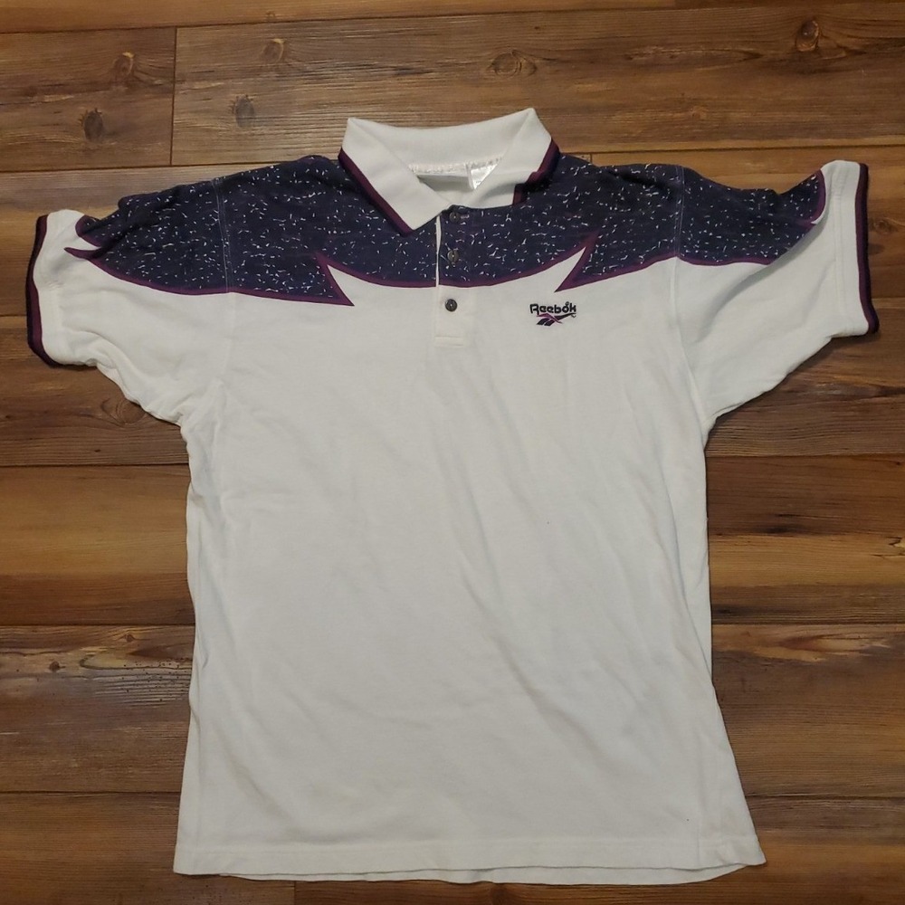 Vintage 90s Reebok Classic Mens Medium Short Sleeve Tennis Polo Shirt White M